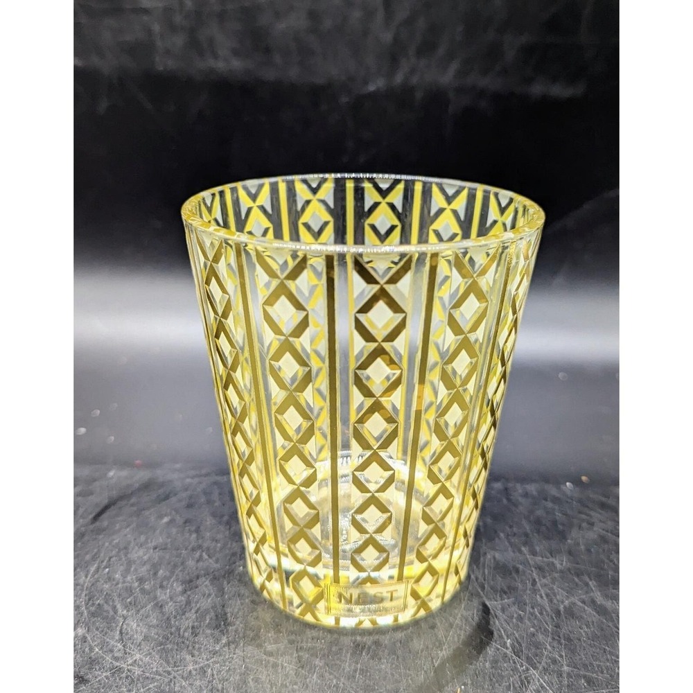 Nest New York Glass Candle Votive Holder‎ Yellow Stripe 4"
